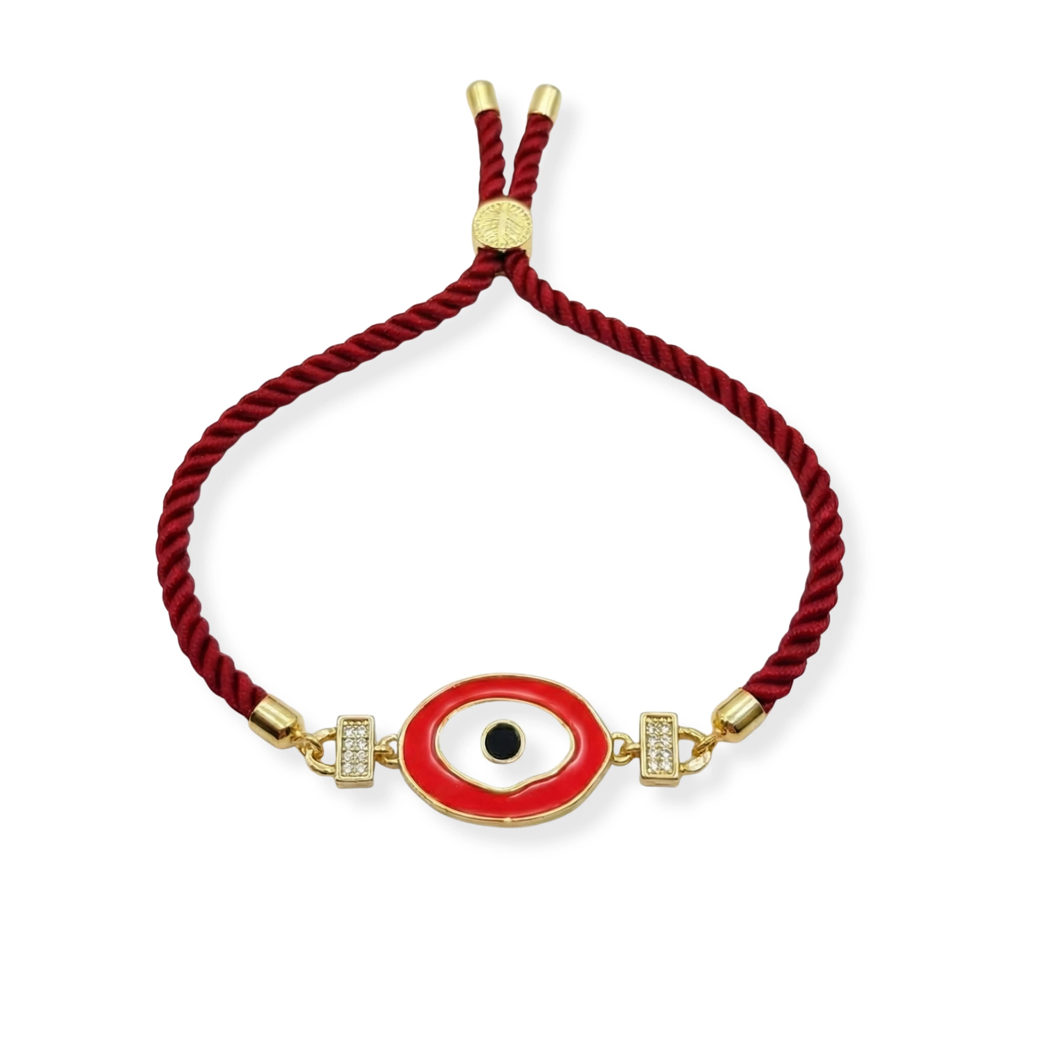 Crimson Evil Eye Charm Bracelet