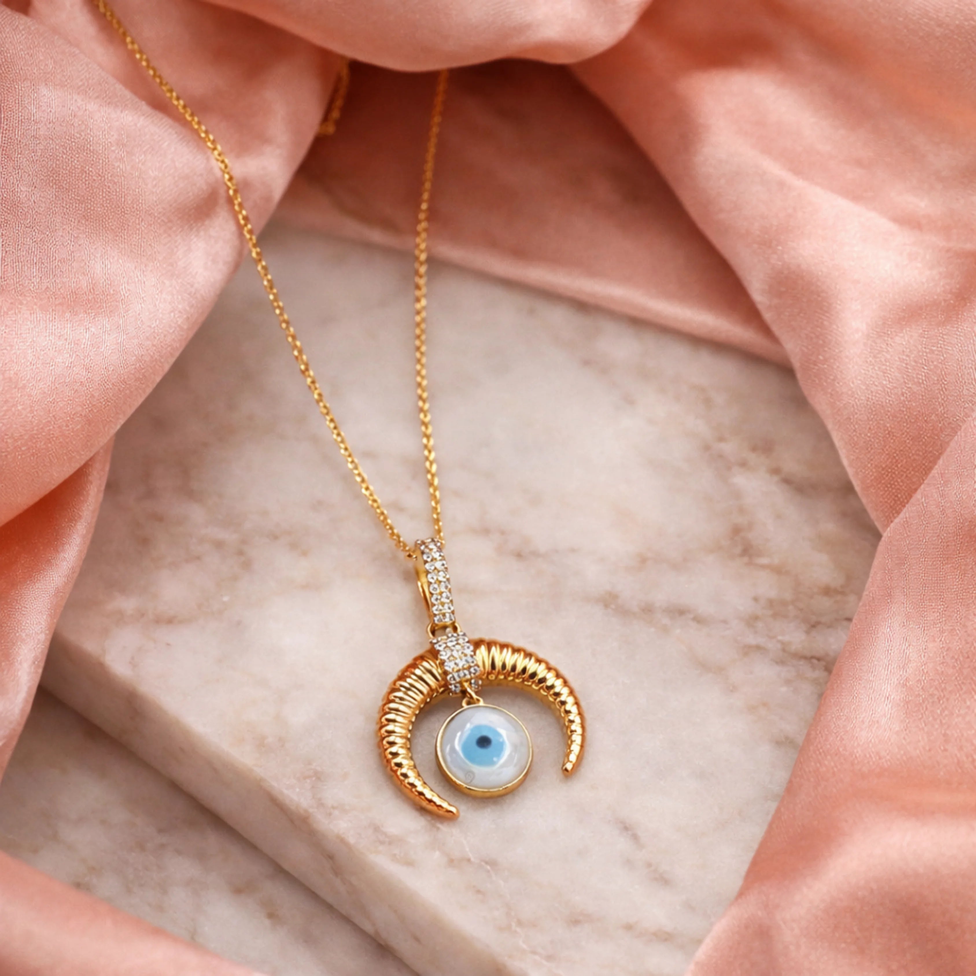 Crescent Eye Charm Necklace