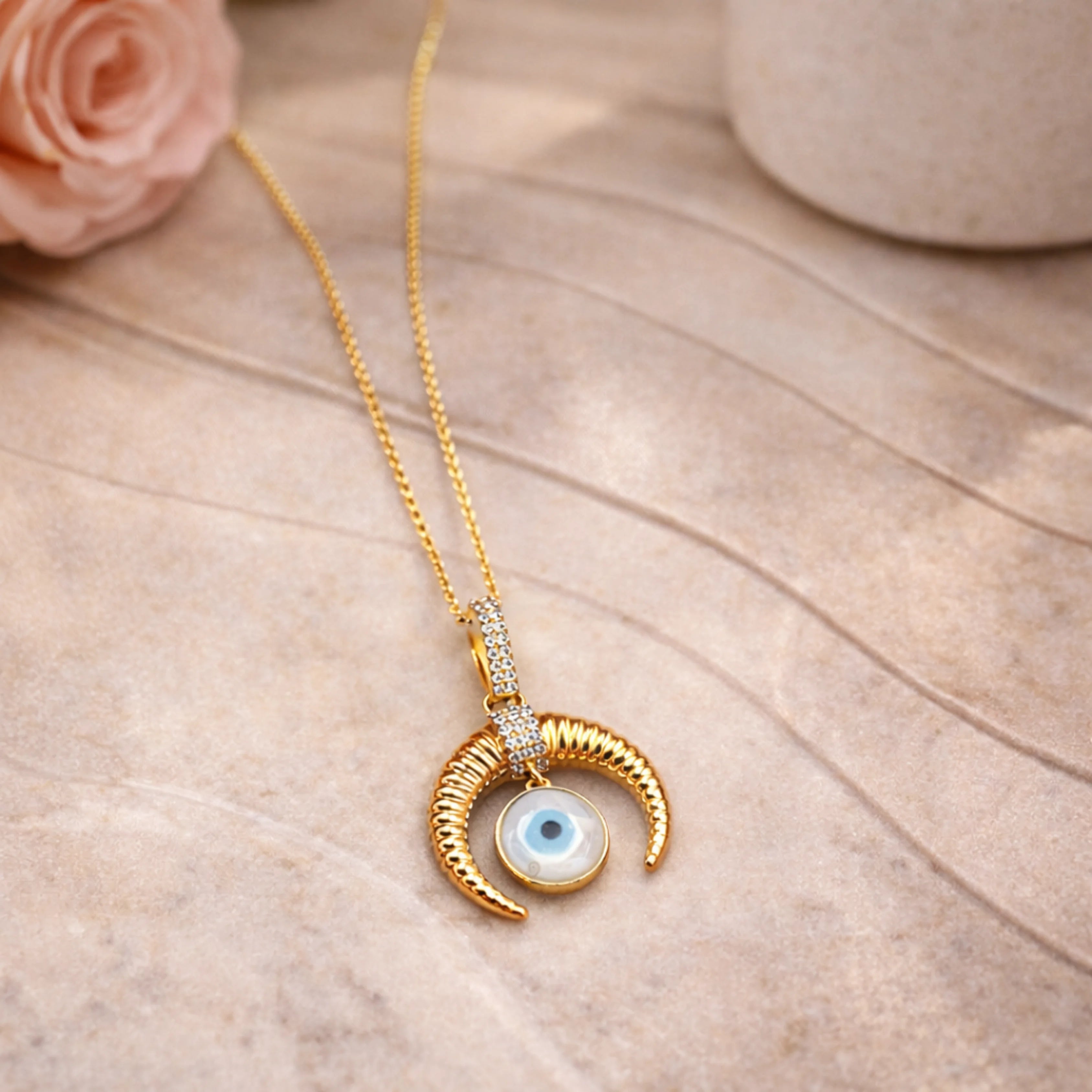 Crescent Eye Charm Necklace