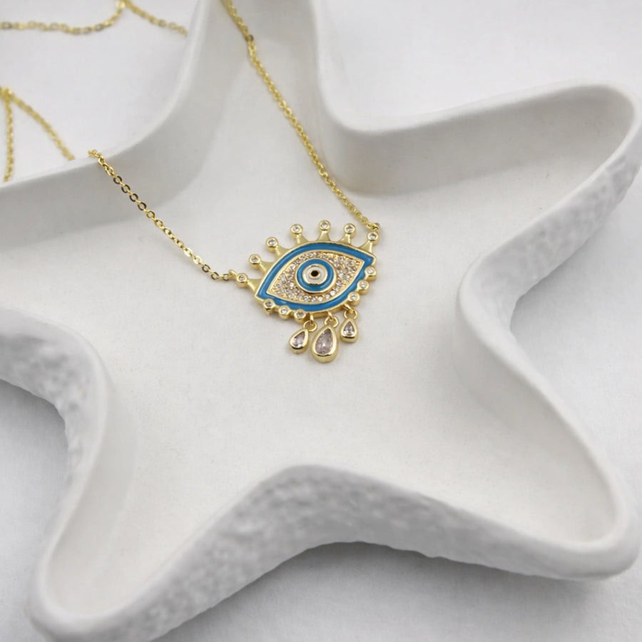 Regal Evil Eye Charm Necklace