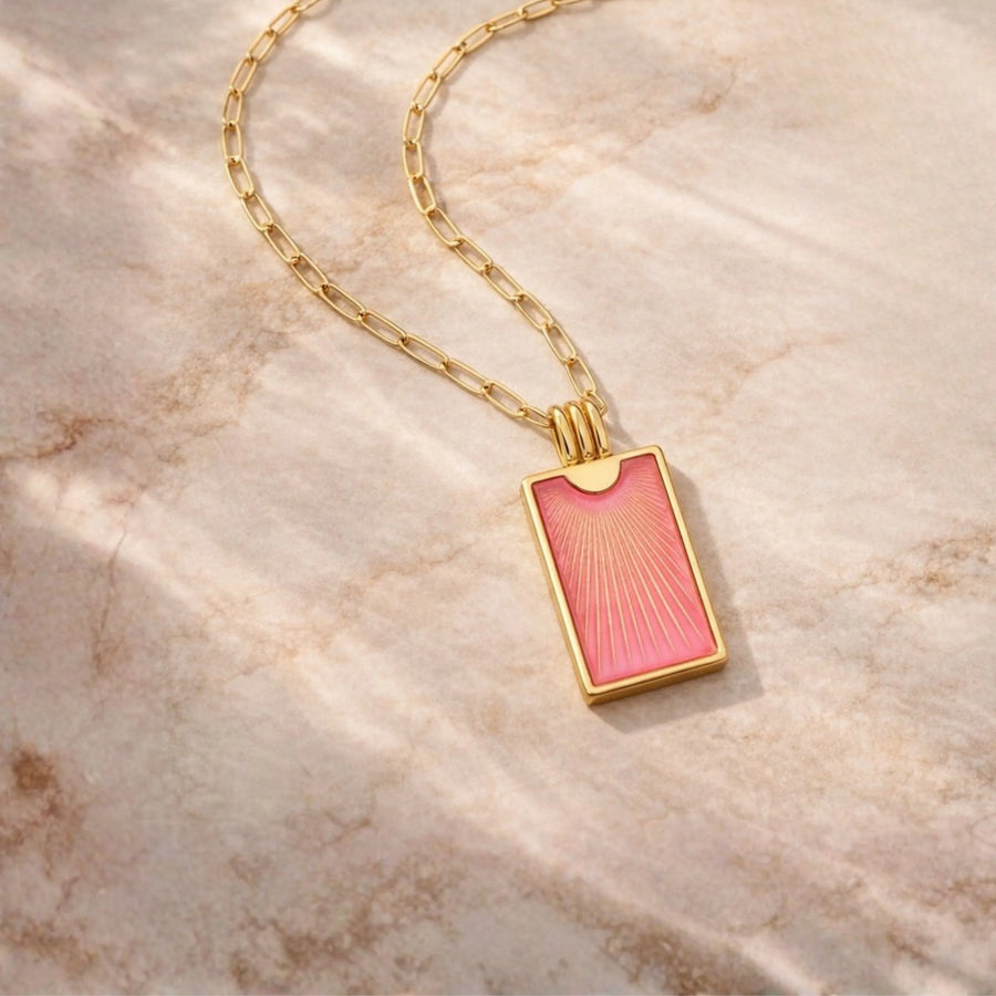 Crimson Sunray Charm Necklace