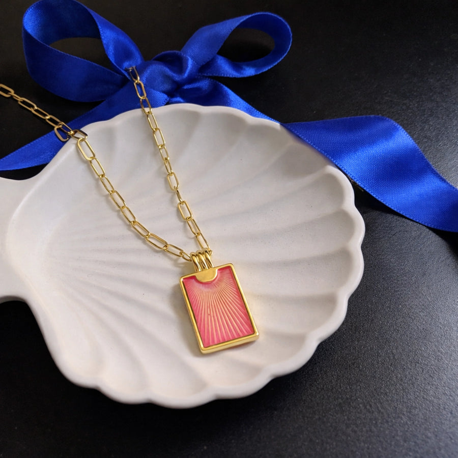 Crimson Sunray Charm Necklace