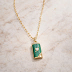Emerald Heart Lock Pendant Necklace