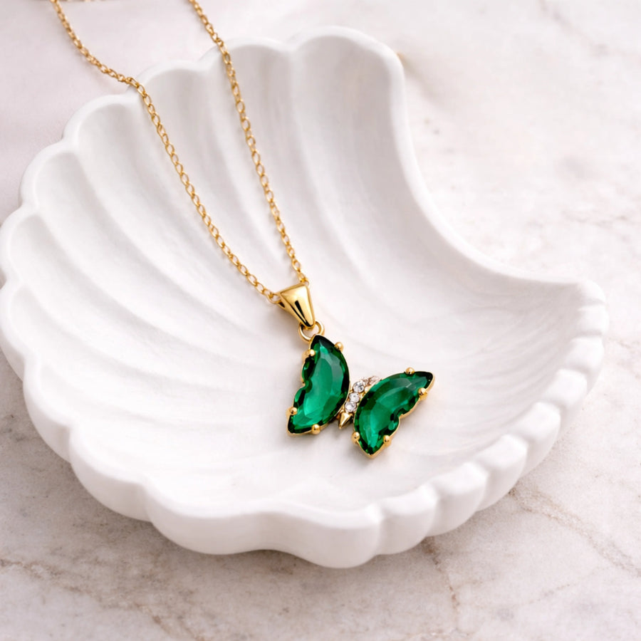 Emerald Flutter Butterfly Necklace