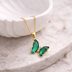 Emerald Flutter Butterfly Necklace