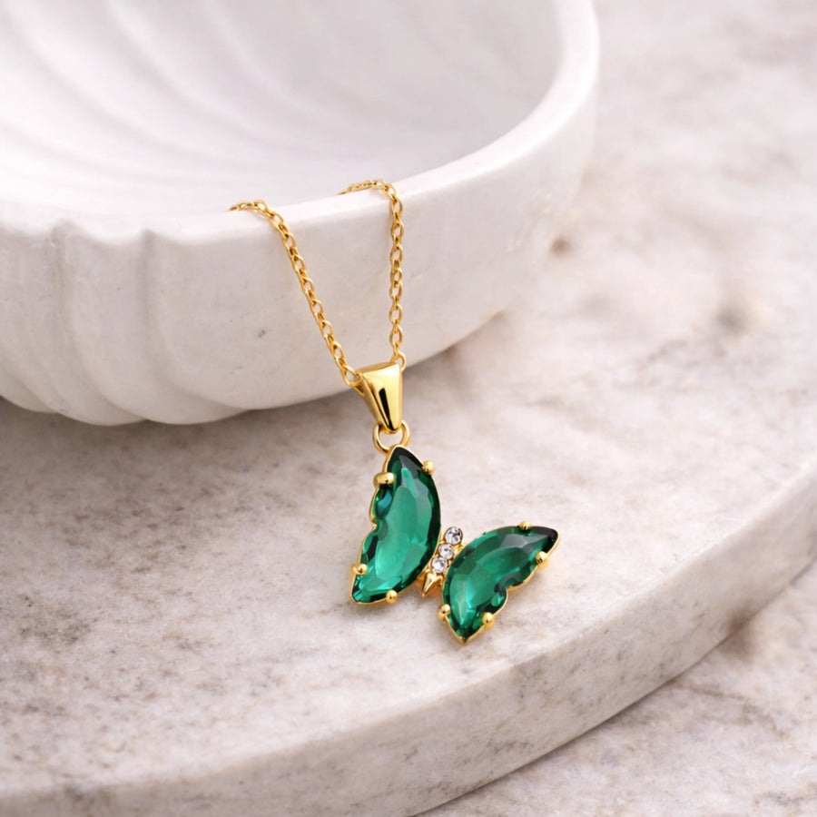 Emerald Flutter Butterfly Necklace