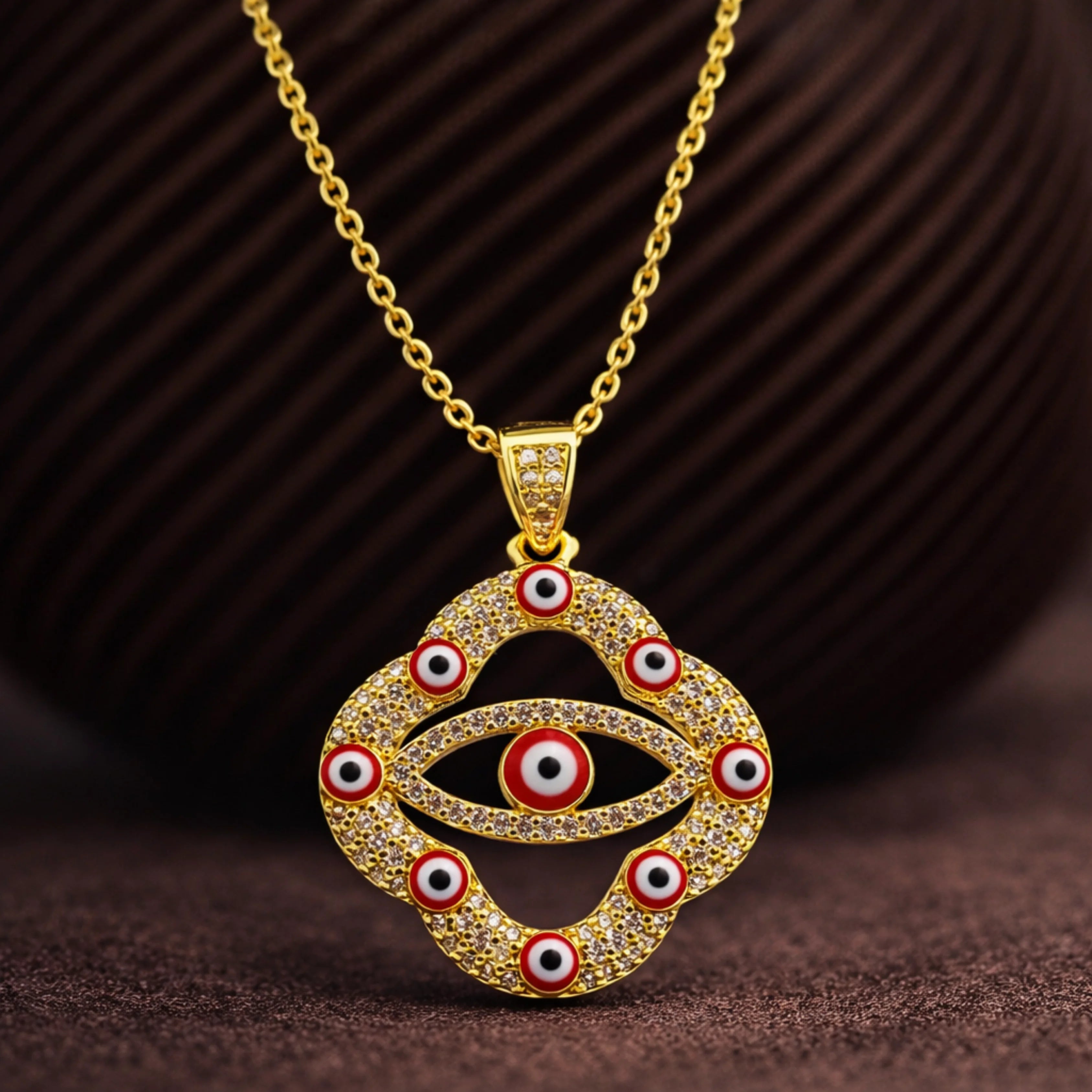 Scarlet Guardian Eye Pendant Necklace