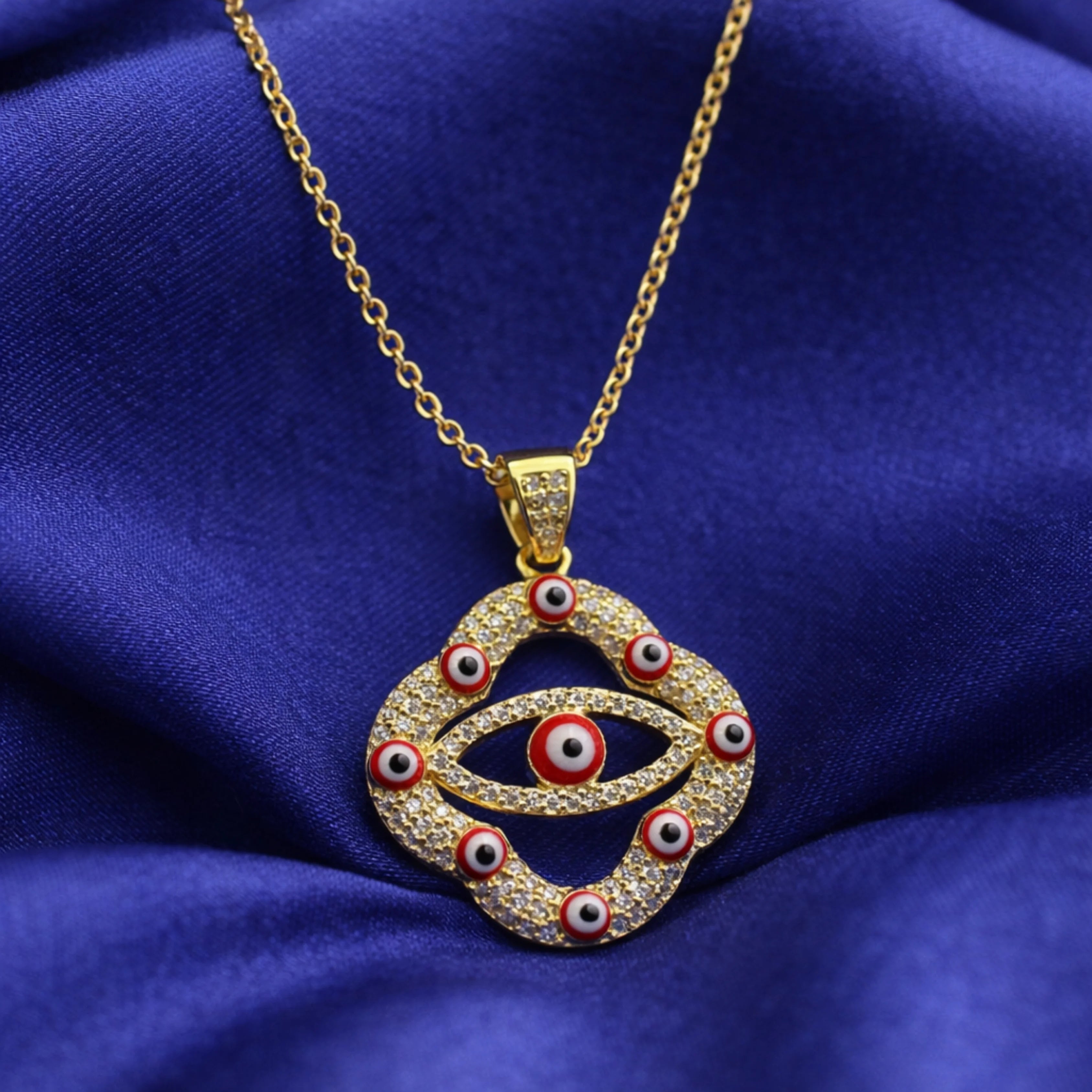 Scarlet Guardian Eye Pendant Necklace