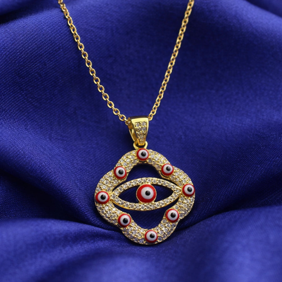 Scarlet Guardian Eye Pendant Necklace