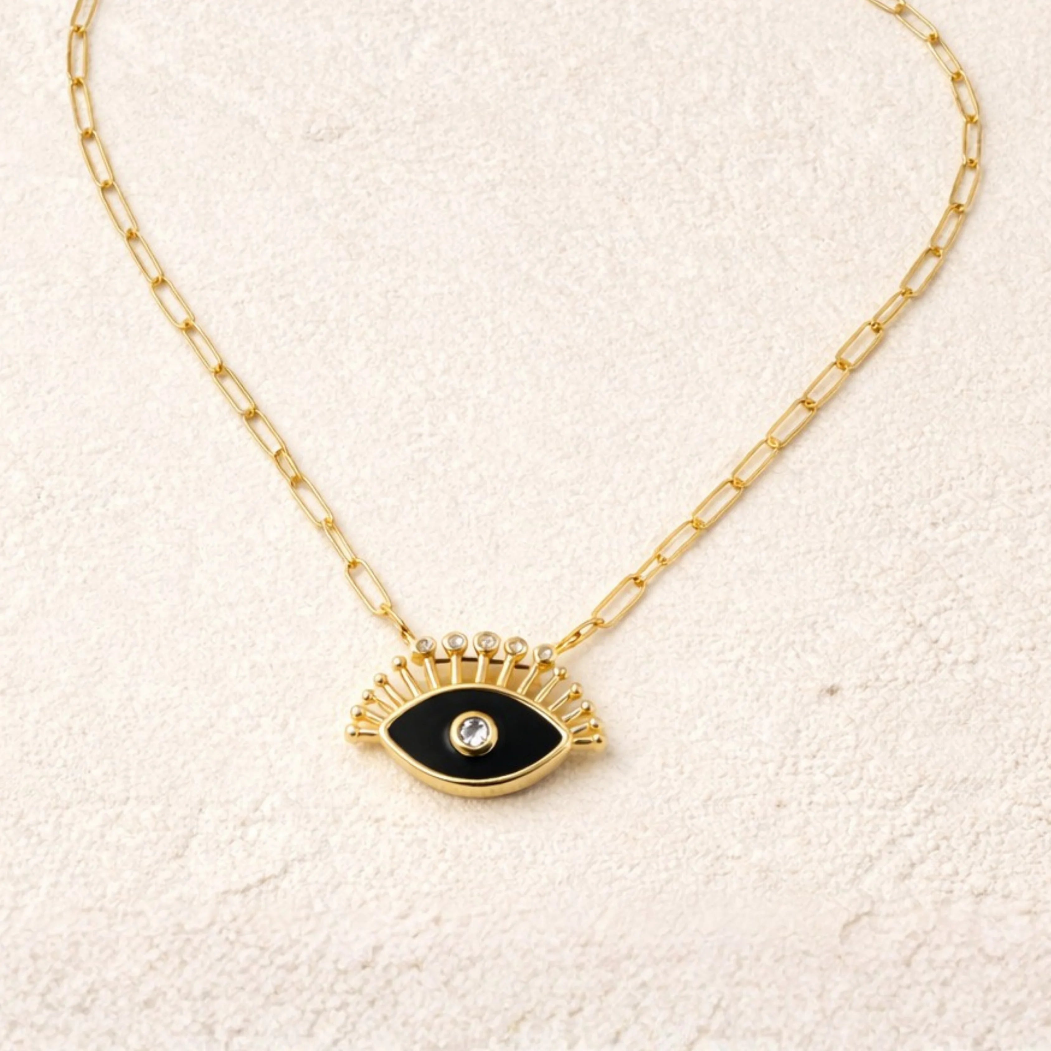 Midnight Evil Eye Charm Necklace