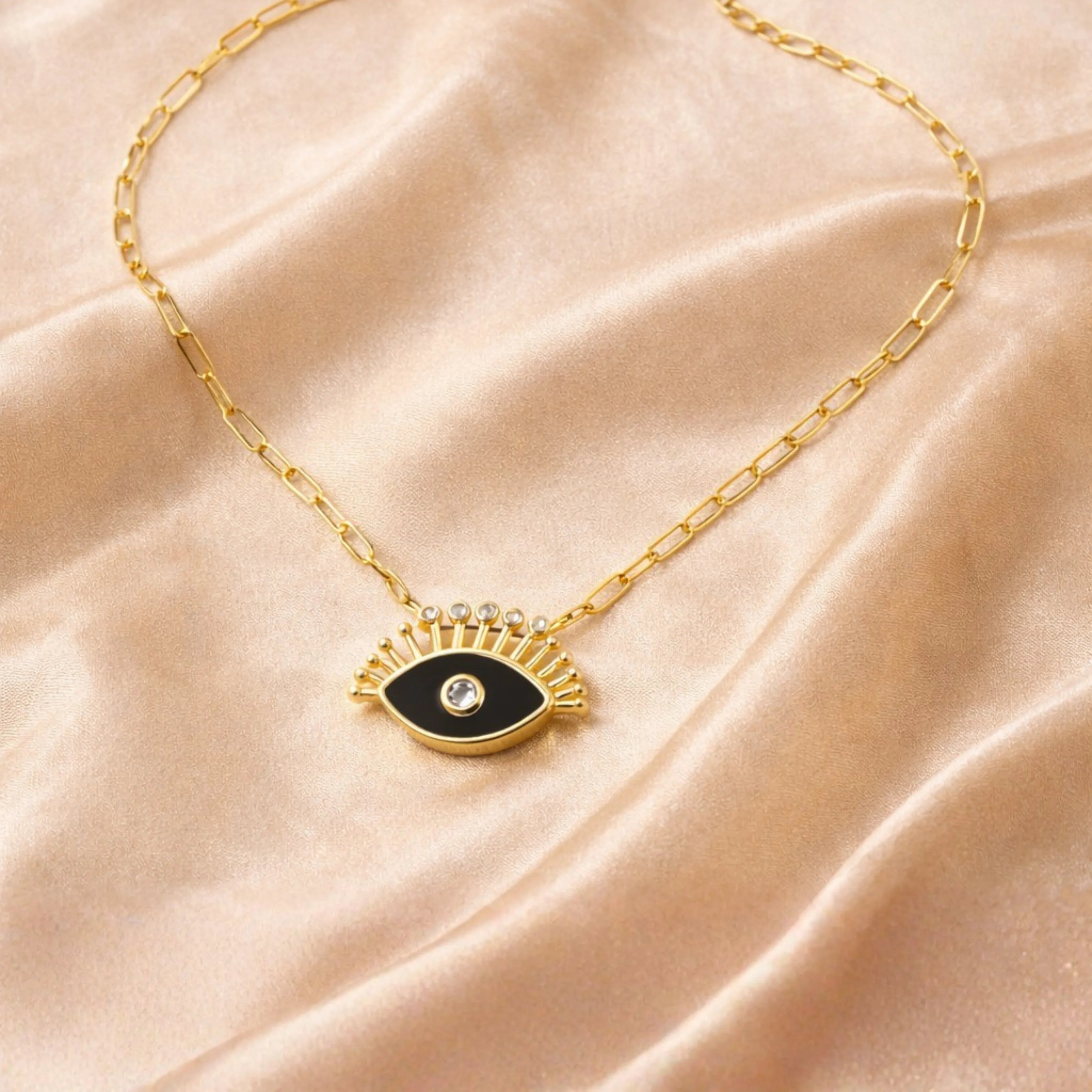 Midnight Evil Eye Charm Necklace