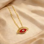 Scarlet Evil Eye Charm Necklace