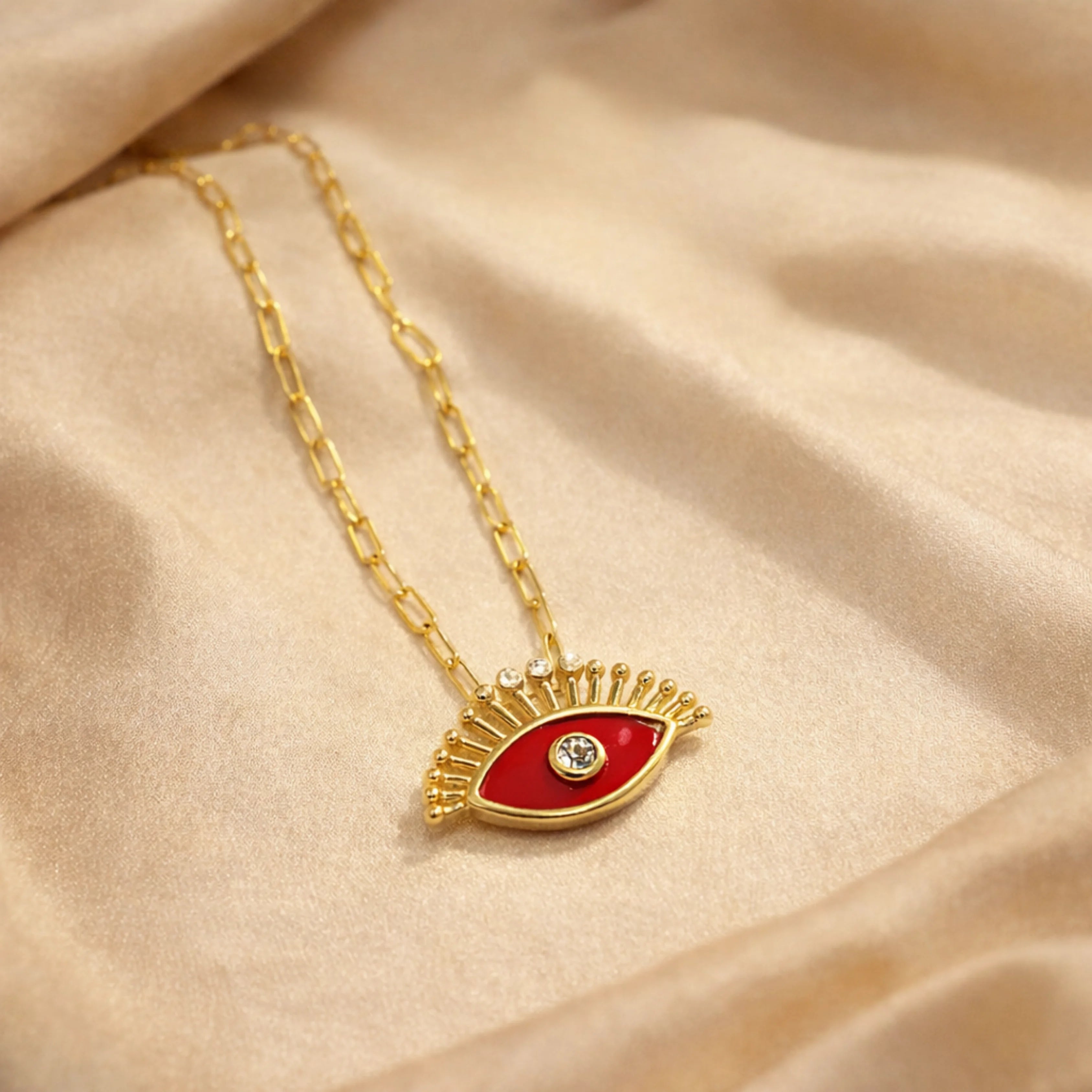 Scarlet Evil Eye Charm Necklace