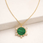 Emerald Sunburst Charm Necklace