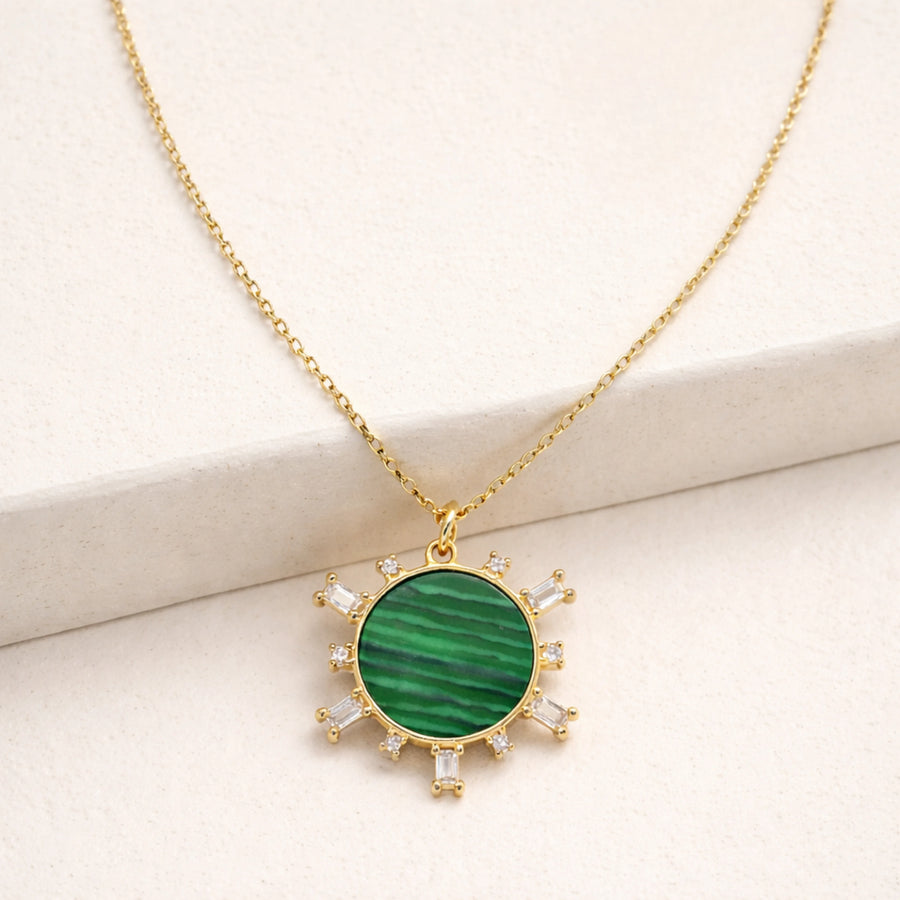 Emerald Sunburst Charm Necklace