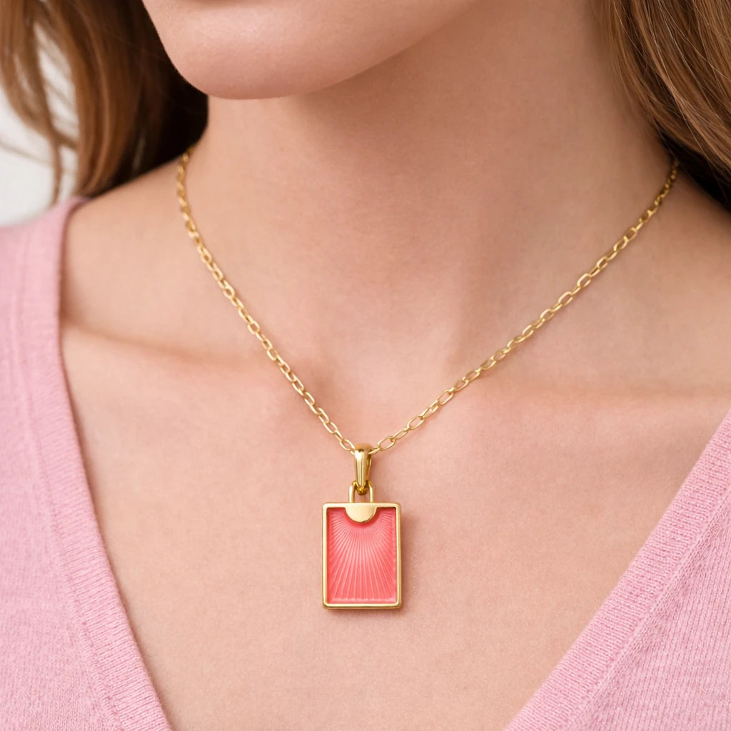 Crimson Sunray Charm Necklace