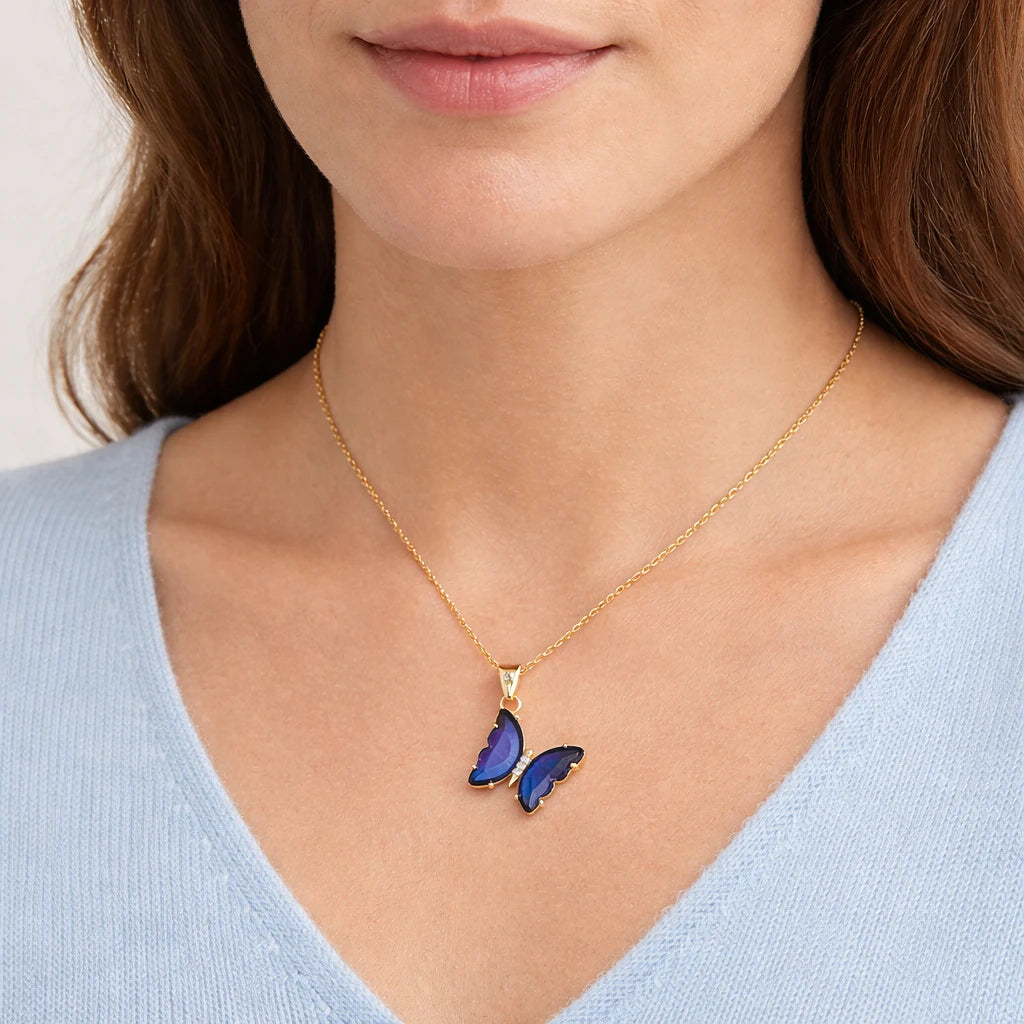 Sapphire Flutter Butterfly Necklace