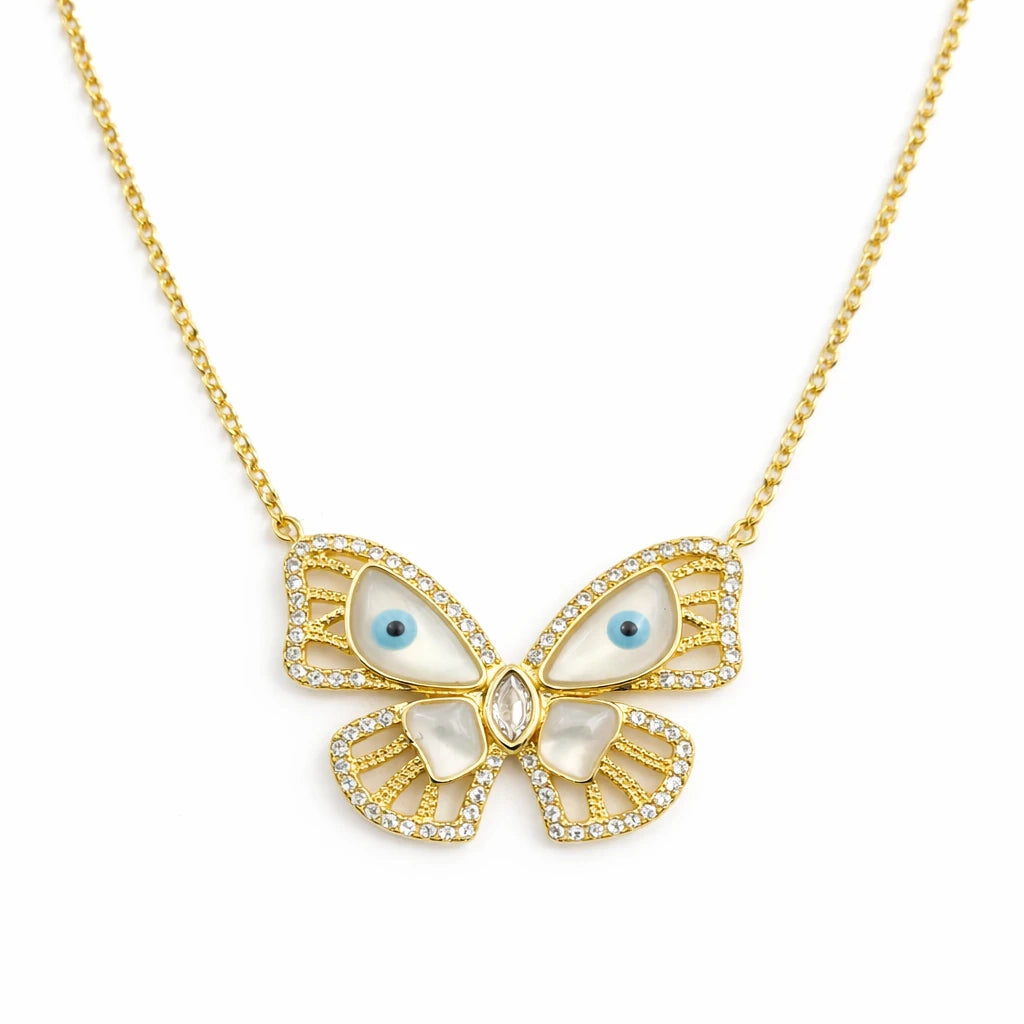Evil Eye Butterfly Charm Necklace