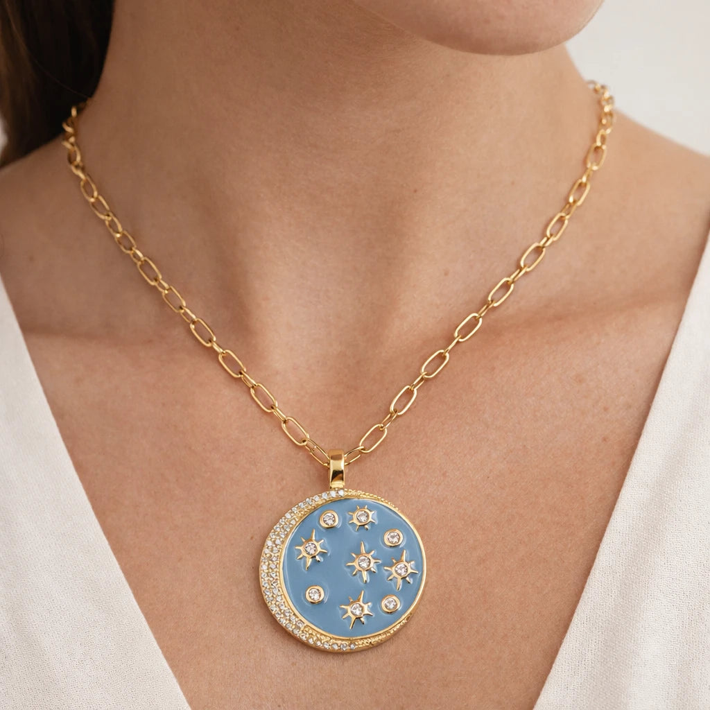 Celestial Star Disc Necklace