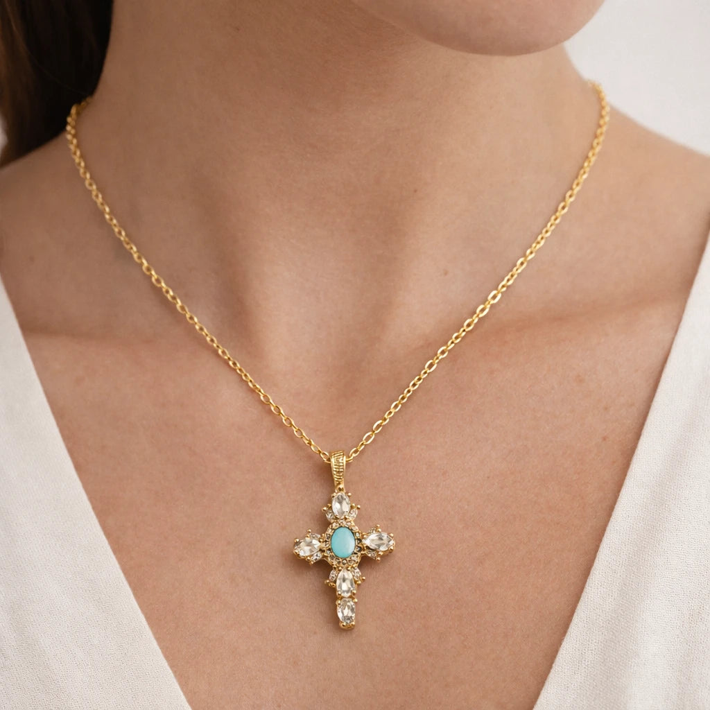 Radiant Cross Charm Necklace