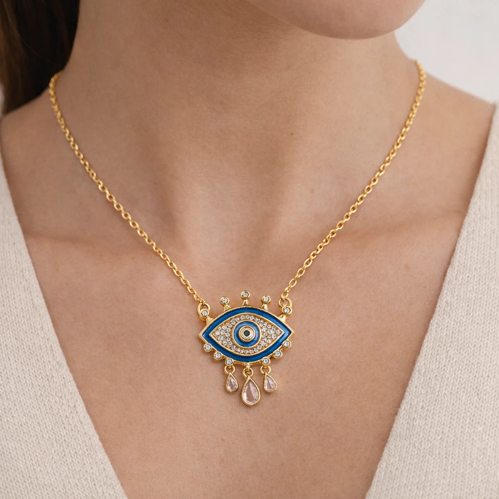 Regal Evil Eye Charm Necklace