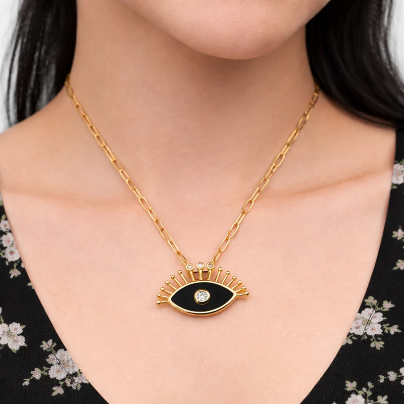 Midnight Evil Eye Charm Necklace