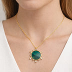 Emerald Sunburst Charm Necklace