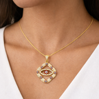 Scarlet Guardian Eye Pendant Necklace