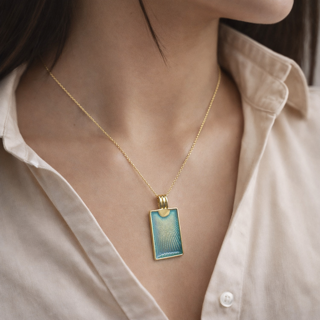 Azure Sunray Pendant Necklace