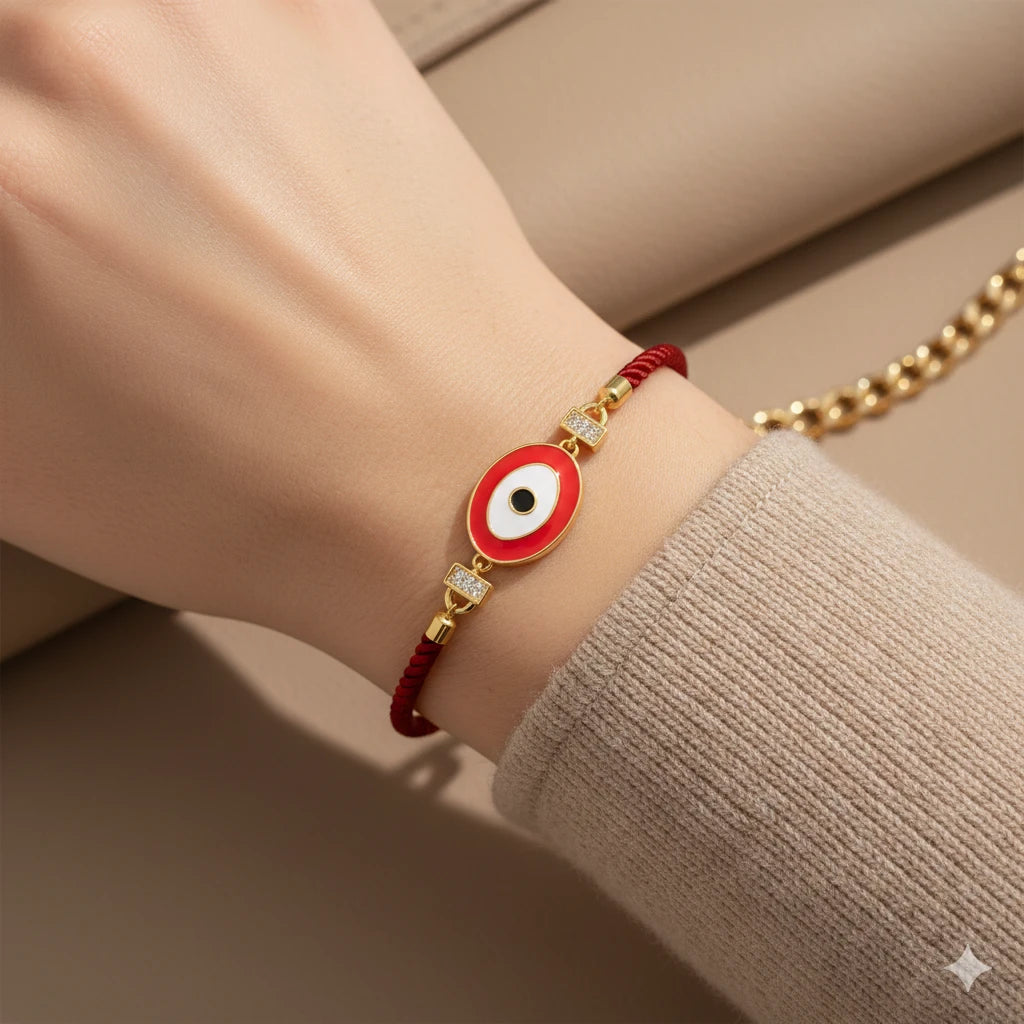Crimson Evil Eye Charm Bracelet