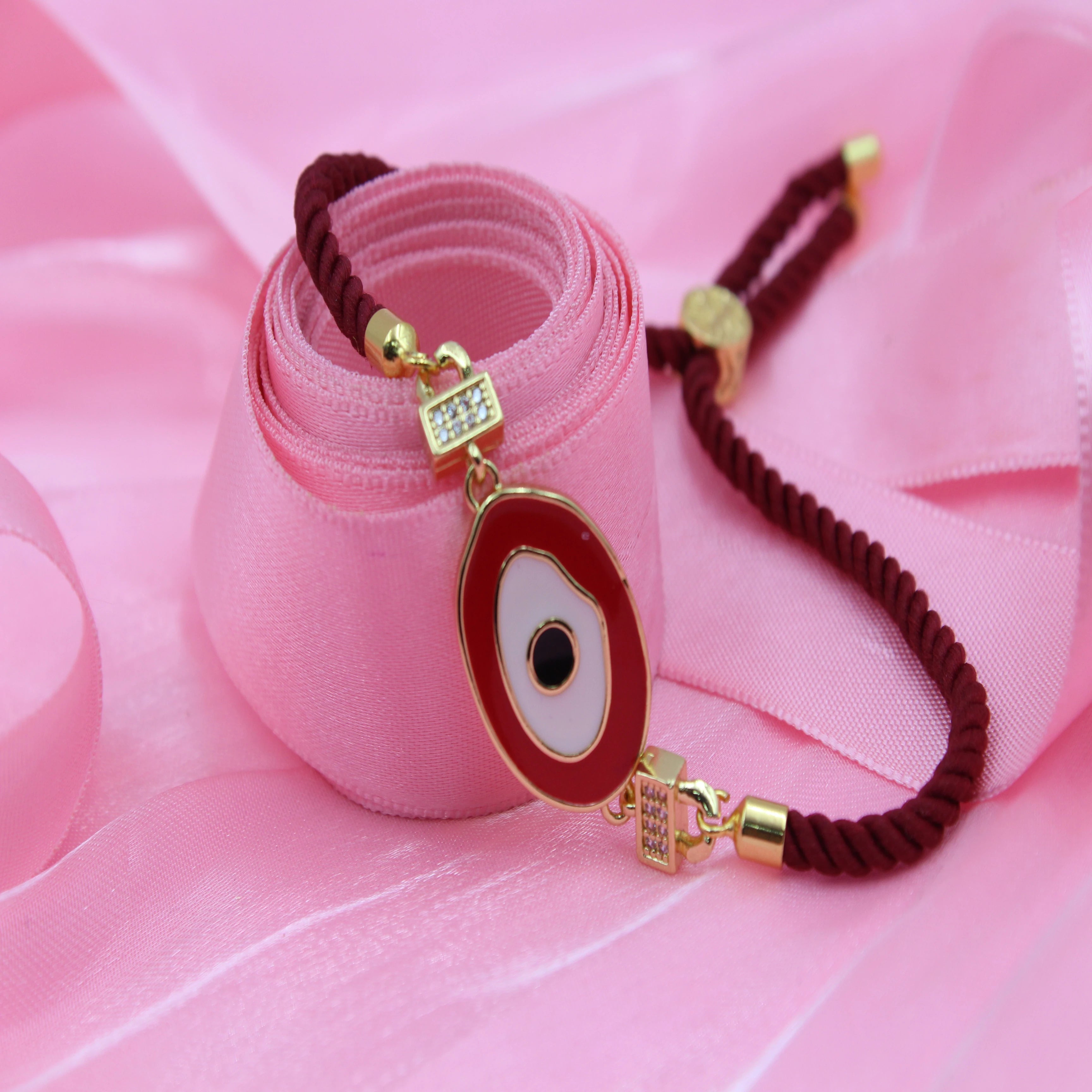 Crimson Evil Eye Charm Bracelet