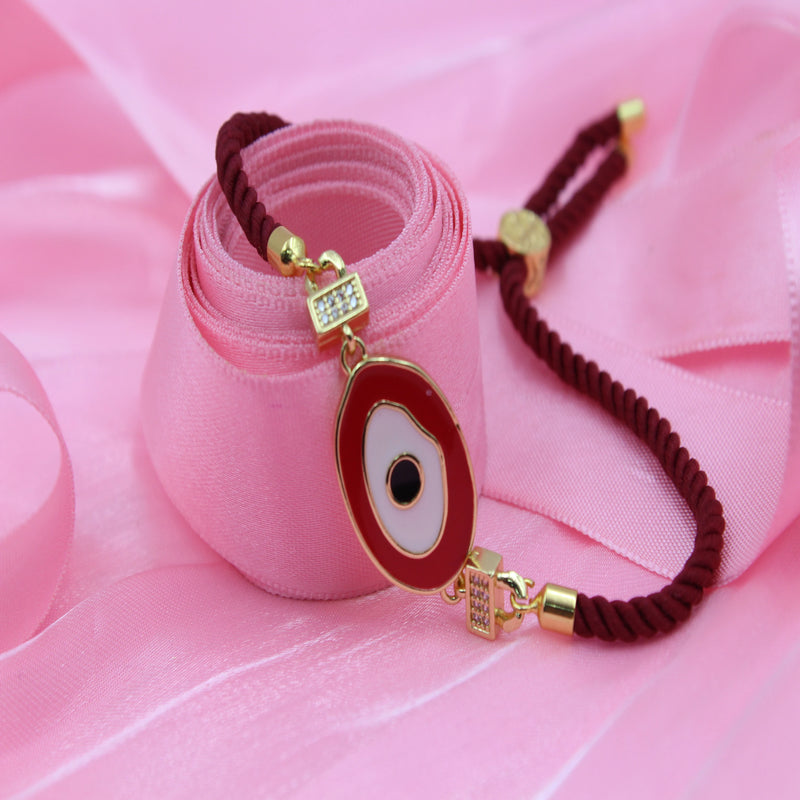 Crimson Evil Eye Charm Bracelet