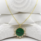 Emerald Sunburst Charm Necklace