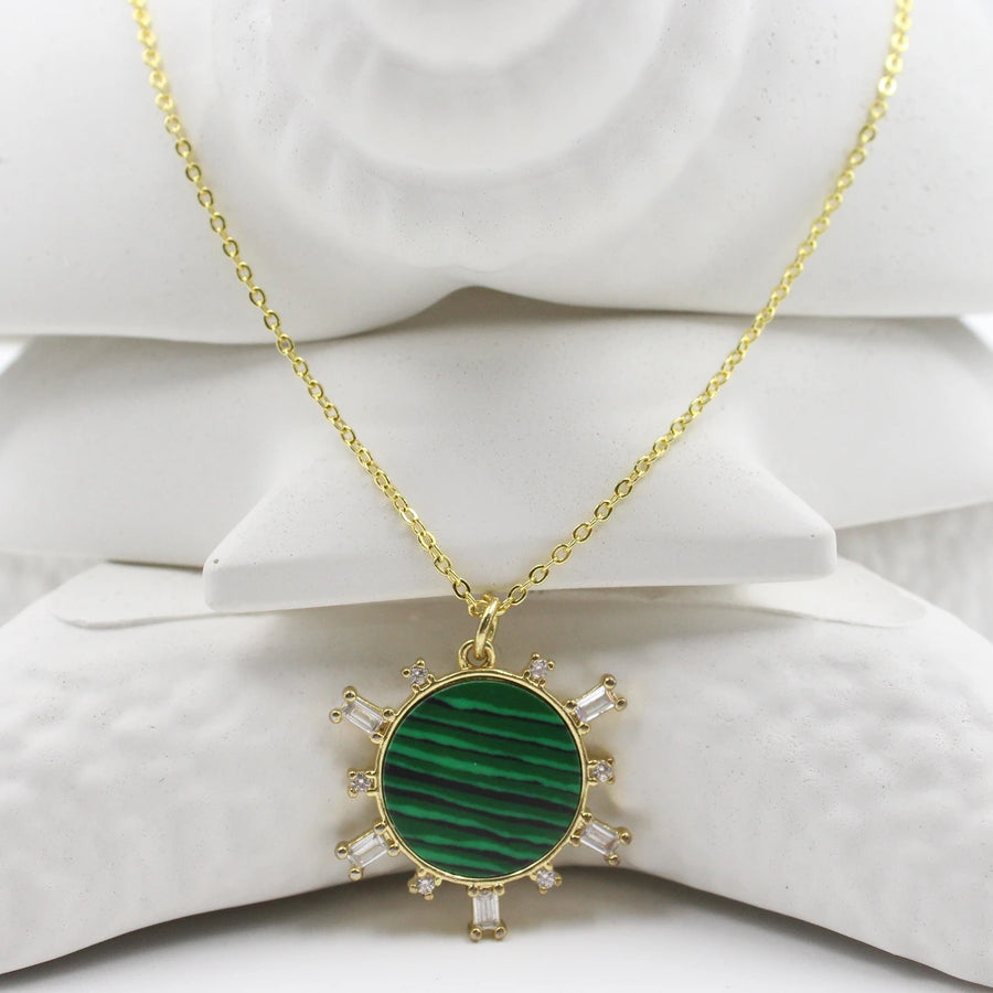 Emerald Sunburst Charm Necklace