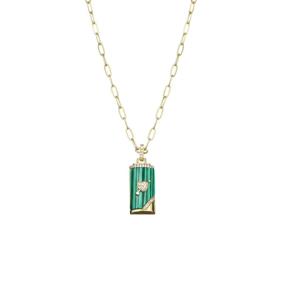 Emerald Heart Lock Pendant Necklace
