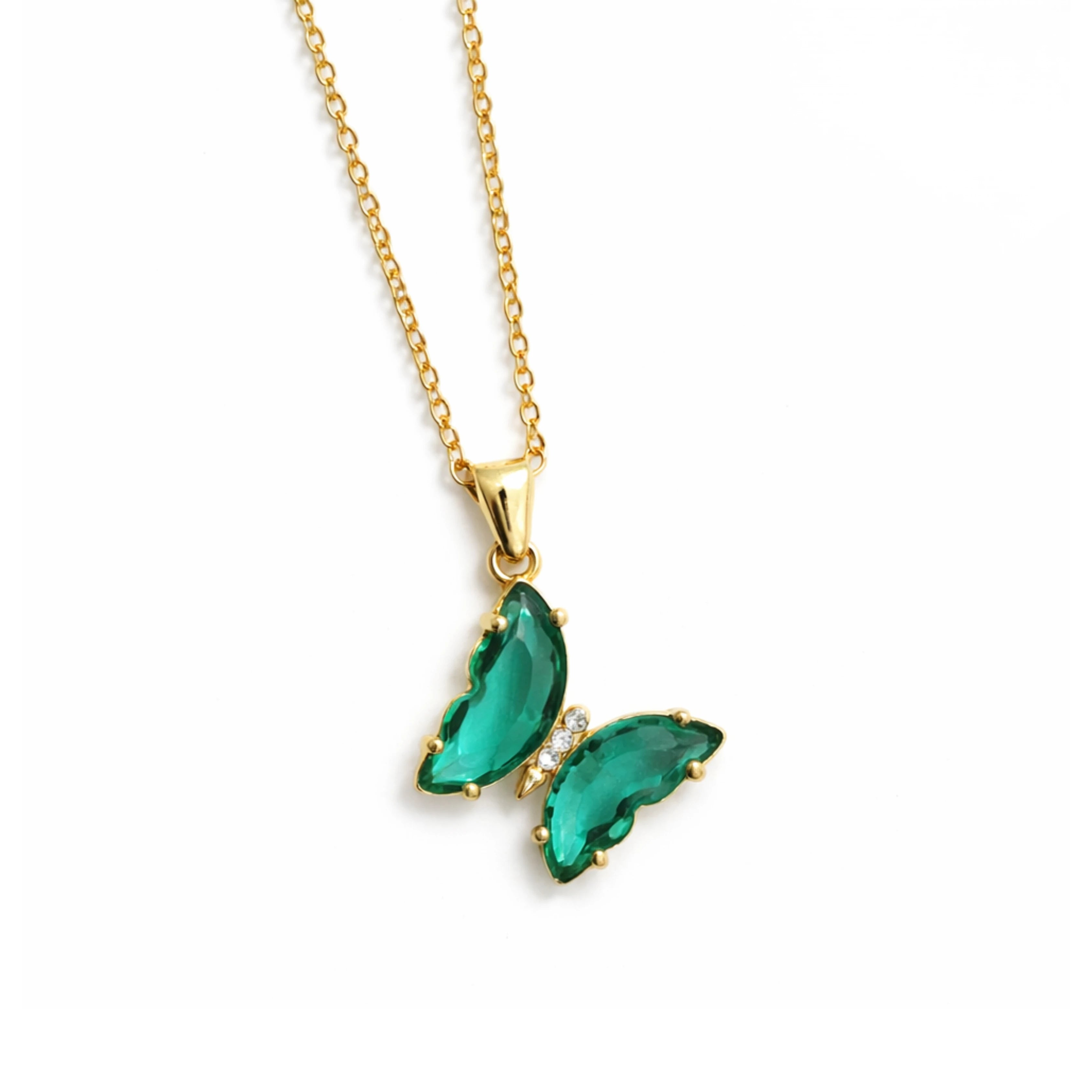 Emerald Flutter Butterfly Necklace