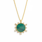 Emerald Sunburst Charm Necklace
