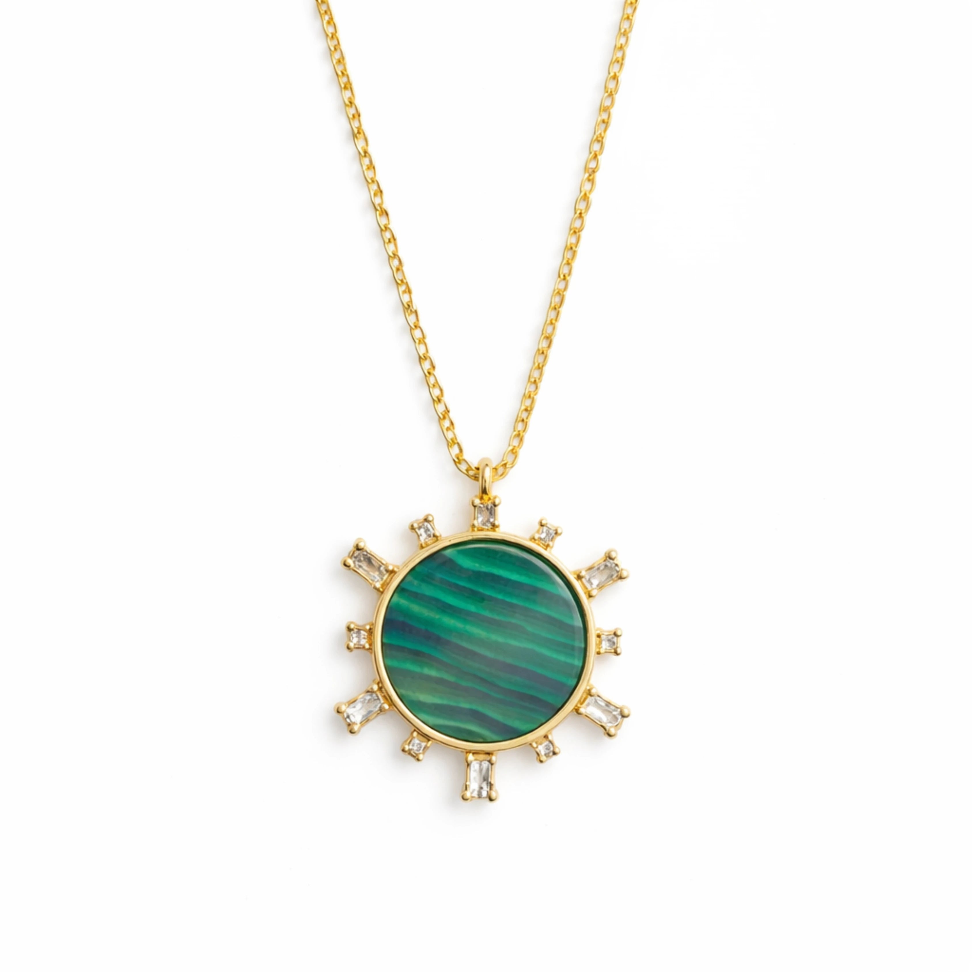 Emerald Sunburst Charm Necklace