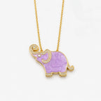 Amethyst Elephant Charm Necklace